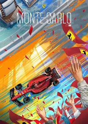 Ferrari F1 Monaco Grand Prix 2023 Vintage Art Print Poster 22 X 17in • $64.95