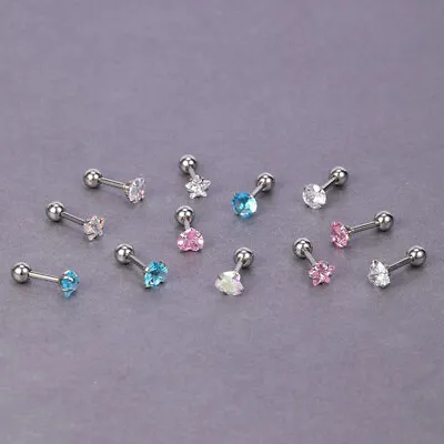 1 Pair 4mm Multicolor Crystal Stud Earrings For Women Ear Bone Nail Cartilage Ea • $1.24