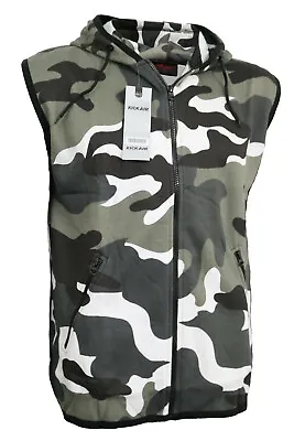 Mens Body Warmer Camouflage Gillet Hoodie Casual Summer Hooded Tank Top S-2XL • £12.99
