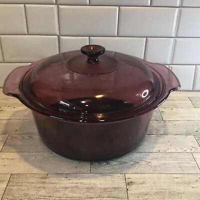 Vision Cranberry 5L Teflon Bottom Corning Ware Glass Cookware Dutch Oven Pot • $32.99