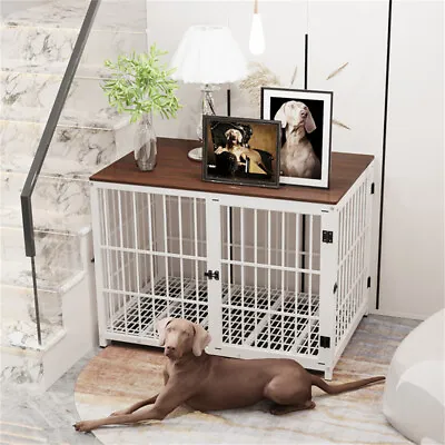 £115.91 • Buy Heavy Duty Dog Crate Indoor Dog Cage Metal Pet Kennel Playpen W/ Wooden Tabletop