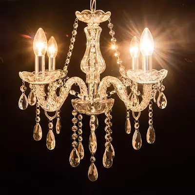 Crystal Glass Chandelier 4 Lights Clear Pendant Ceiling Lighting，Classic Vintage • $84.99