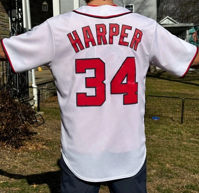 $15 • Buy Majestic Washington Nationals Bryce Harper Jersey White Mens Large