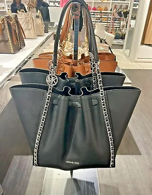 Michael Kors Mina Women Large Belted MK Charm Chain Tote Shoulder Bag Handbag • $195