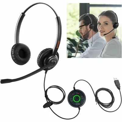£14.95 • Buy USB Wired Headset With Microphone Noise Cancelling Call Centre For PC Laptop UK