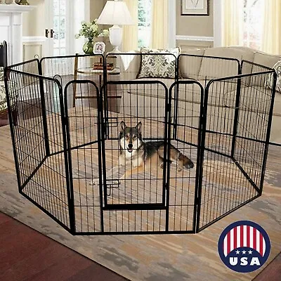 $124.95 • Buy Heavy Duty Metal Dog Fence Play Pen Pet Metal Cage Indoor Outdoor Run Kennel US