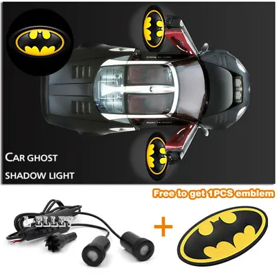 $17.93 • Buy Car Door Yellow Dark Knight Batman Projector Ghost Shadow Light + 1 Bat Emblem