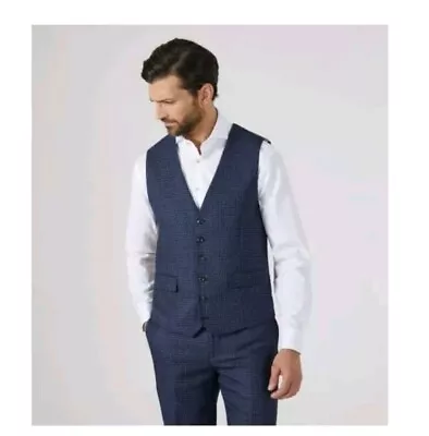 Skopes Mens Tailored Waistcoat Navy Check Size 38R • £10
