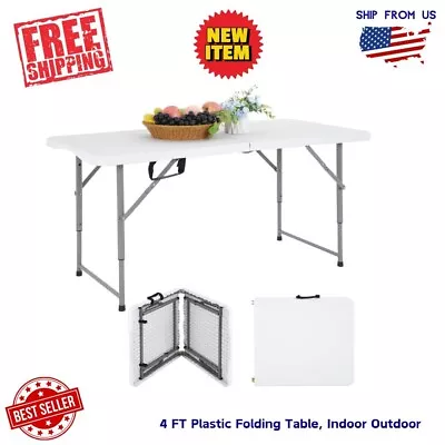 4 Ft Plastic Folding Table Indoor Outdoor Heavy Duty Picnic Table White • $45.99