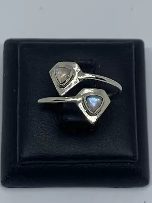 $0.99 • Buy Vintage Solid 925 Sterling Silver Moonstone Ring Size 9.5 Adjustable 