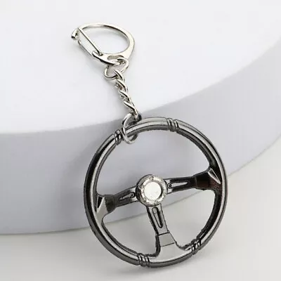 Creative Keychain Steering Wheel Shape Car Keyring Metal Key Chain Ring Gift • $4.15