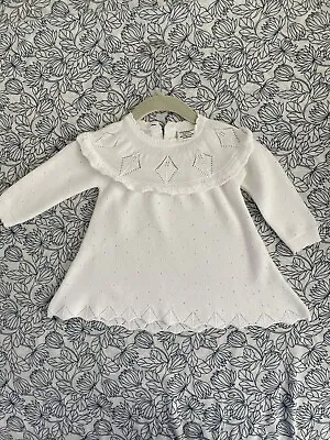 Viverano Milan White Pointelle &Sweater  Baby Dress (Organic) 3-6 M • $25