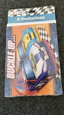 NASCAR BUCKLE UP ... 8 Invitations /w Envelopes Party Express SEALED • $11