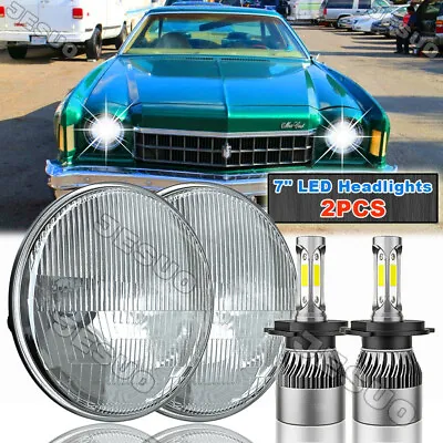 7  Round LED Headlight Bulbs High Low Beam For Chevrolet Monte Carlo 1970-1975 • $88.20