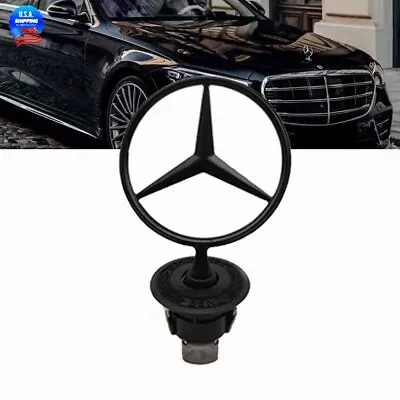 Front Hood Ornament Mounted Star Emblem Black Fit For Mercedes Benz C E S AMG • $16.87