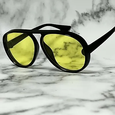 Fashion Sunglasses Designer Thick Frame Men Women Shades Yellow Lens Retro 2023 • $12.98