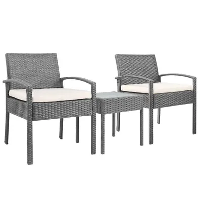 Gardeon 3 Piece Wicker Outdoor Lounge Setting Patio Furniture Rattan Set Garden • $185.96