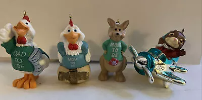 Hallmark Keepsake 2 Mom To Be + Dad To Be + Son Ornaments (Set Of 4) 1991 1992 • $10.49