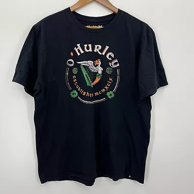 Hurley T-Shirt Men's L Black Ireland Irish Mermaid Logo Crew Neck • $6.78