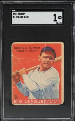 1933 Goudey #149 Babe Ruth SGC 1 • $5995