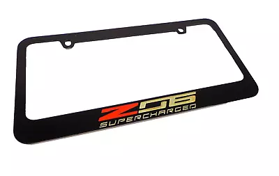 Corvette C6 C7 Z06 Black Logo Supercharged License Plate Frame ZO6 Super Charged • $24