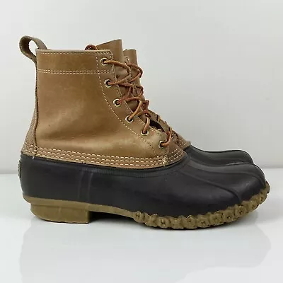 L.L. Bean Men’s Unlined Brown Leather Duck Boots Lace Up Size 9.0 M • $44.99