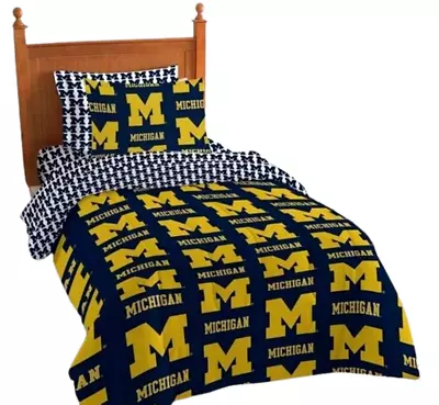 Michigan Wolverines NCAA Rotary Twin Bed In A Bag Set-AB08R79TN545 • $139.95