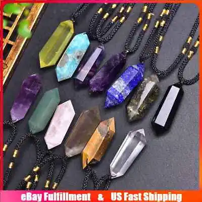 Natural Quartz Crystal Pendant Chakra Healing Stone Charms Necklace Gift Reiki • $8.07