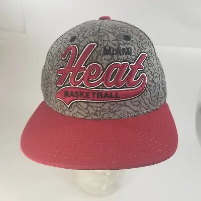 Mitchell & Ness NBA Miami Heat Grey And Red Snapback Cap Hat Adjustable Script • $19.99