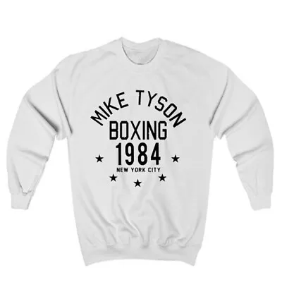 Mike Tyson Boxing 1984 Logo Men's White Crewneck Sweatshirt Size S-3XL • $36.99