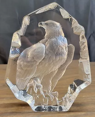 Mats Jonasson Bald Eagle 7 1/2  Paperweight Sculpture Signed  ~ Sweden • $65.65