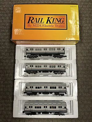 + MTH O Gauge RailKing MTA Two Tone Gray R-12 4-Car Subway Set PS.2 30-2373-1 • $450