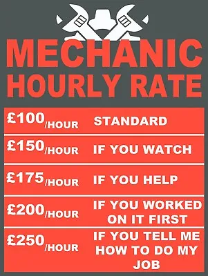 Mechanic Funny Hourly Rate Retro Vintage Style Metal Sign Man Cave Shed Garage • £4.14