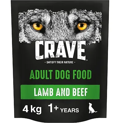 4kg Crave Natural Grain Free Adult Dry Dog Food Biscuits Lamb & Beef (4x1kg) • £21.99