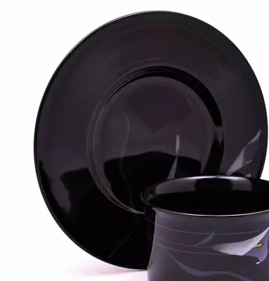 Mikasa Galleria Opus Black FK701 Calla Lily Cup And Saucer Set • $18.19