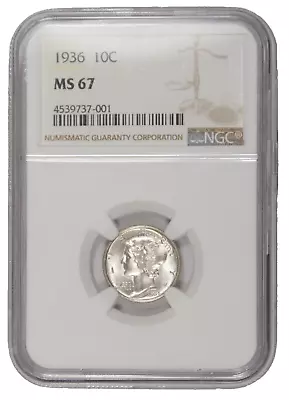 1936 Mercury Dime 10 Cent NGC MS67 • $89.99