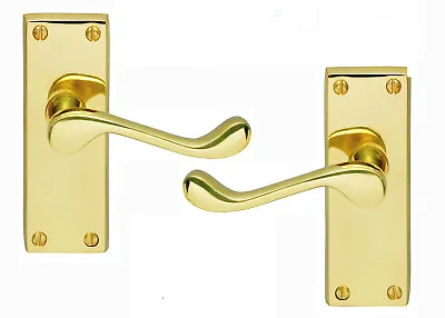 £11.75 • Buy Door Handles Brass Finish Victorian Scroll Domestic Commercial Use Fire Doors