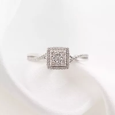 10K White Gold Women's Size 9 Engagement Ring With Natural Diamonds (0.27 CTW) • $294.15