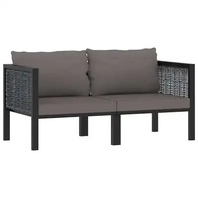 2-Seater Outdoor Sofa With Cushions Garden Patio Lounge Chairs Rattan Anthracite • $409.14