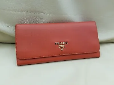 PRADA Vintage  Saffiano Long Leather Logo Wallet W Inside Coin Purse • $115