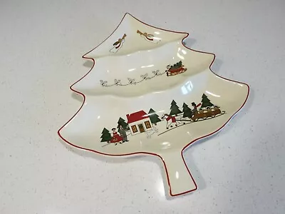 Masons Christmas Village 3 Part Large Tree Shaped Dish • $25.41