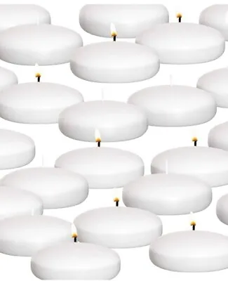 10 Hour Floating Candles 3” White Unscented Dripless Wax Discs Cylinder Vases • $35.20