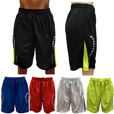 Stars Men Basketball Shorts Mesh Dri Fit Workout Sport Pants With Pockets  • $10.99