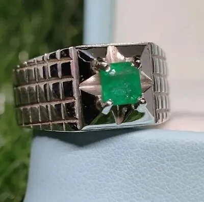 Natural Emerald Ring Handmade Ring Real Men Emerald Ring Sterling Silver 925 • $489