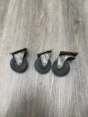 Vintage Heavy Duty 2 1/2  Bassick Swivel Metal Caster Lot Of 3 • $5