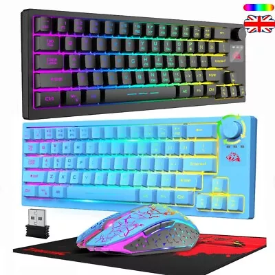 Wireless Gaming Keyboard & Mouse 12 RGB Backlit With Rotary Knob For PC PS4 PS5 • $55.99