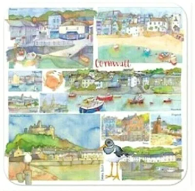 Cornwall  Design 4 X Coastal Seaside Coasters In Presentation Box By Emma Ball • £11.95