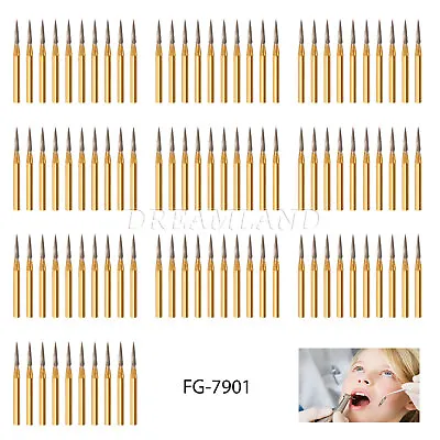 Dental Tungsten Carbide Gold Burs Trimming & Finishing & Polishing Flame FG7901 • $149.51