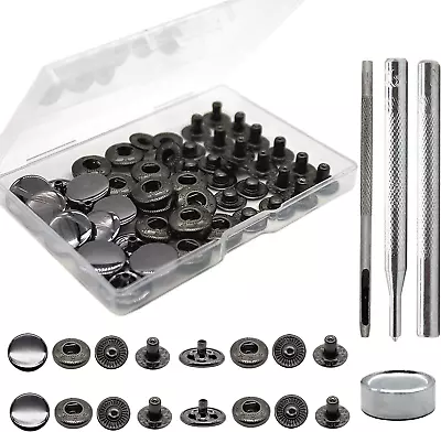 12 Sets Leather Snap Fasteners Kit 15Mm Metal Snap Buttons Kit Press Studs With • $14.99