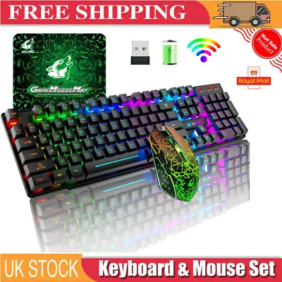 £12.99 • Buy 4000mAh Wireless PC Gaming Keyboard Mouse LED Backlit For Computer Mac PS4 Xbox